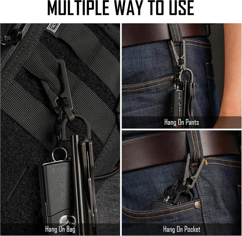 KeyUnity مشبك مفاتيح كارابيني من التيتانيوم، حامل مفاتيح EDC سريع الإطلاق مع حلقة مفاتيح - Image 3